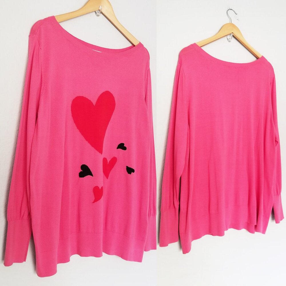 Chico’s Big Heart Pink Pullover Sweater Lightweight Jumper Plus Size XXL $90 - Picture 15 of 16